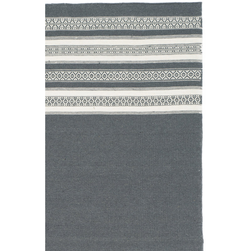 Tapis gris foncé en laine et coton tissé à la main Rodgers, Rectangle 3 pi x 5 pi