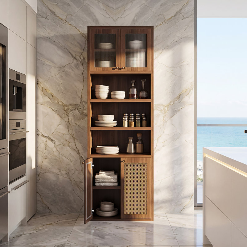 Armoire de rangement autoportante pour garde-manger, Brun