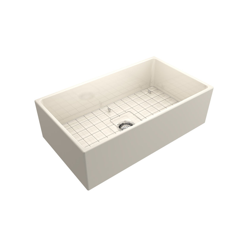 Évier de cuisine de ferme L 33 po x l 19 po avec accessoires, Biscuit