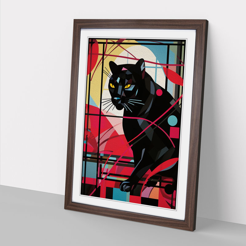 Panther Constructivism No.2 - Single Picture Frame Print on Wood, Walnut Framed, 34cm H x 25cm W