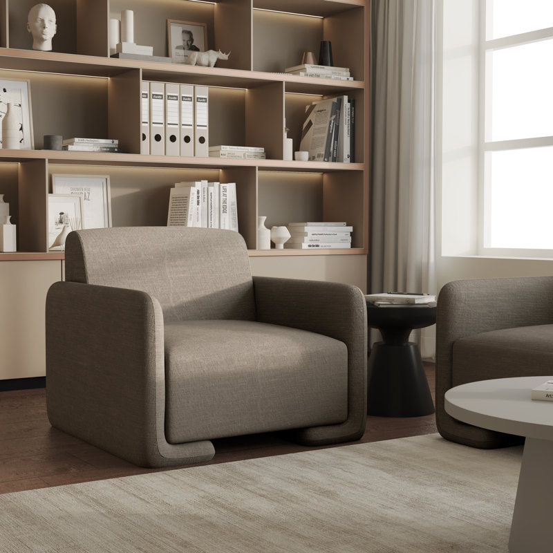 Chaise d'appoint flottante Svetinka, Lin blanc / velours