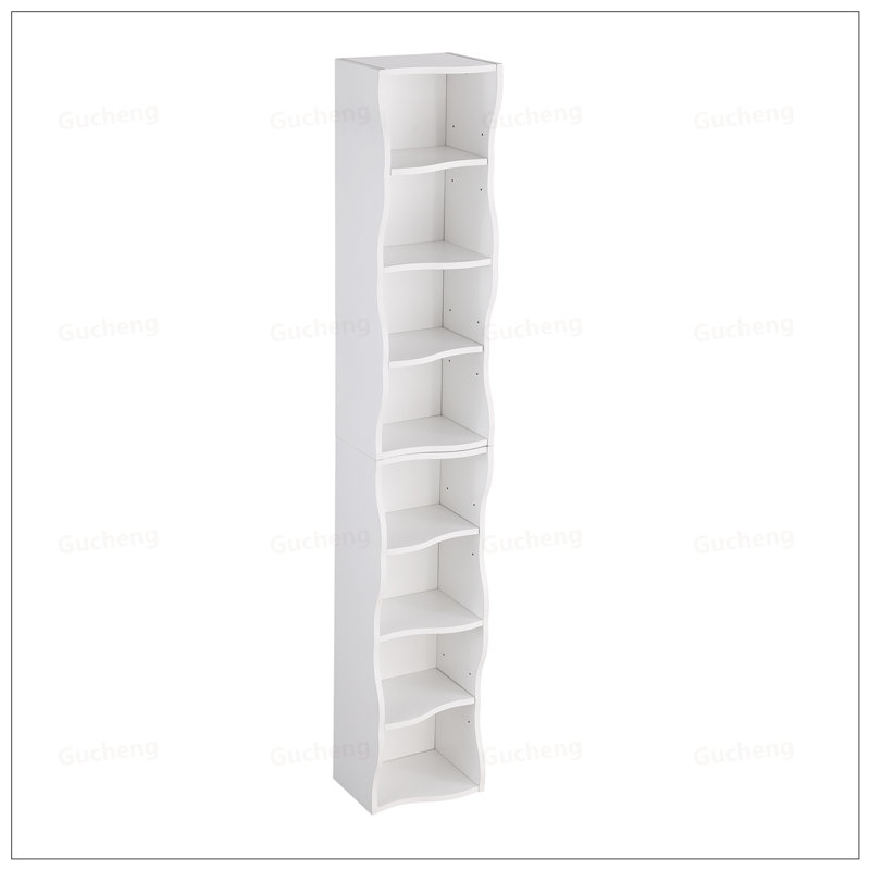 Bibliothèque ultra-mince réglable à 8 couches avec bordure ondulée, idéale pour la présentation et le rangement de bureau à domicile