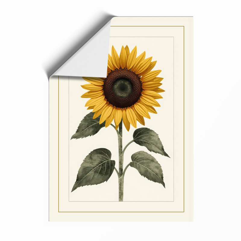 Golden Sunflower Study Botanical - Print, Unframed, A4 - 29.7 x 21.0 cm