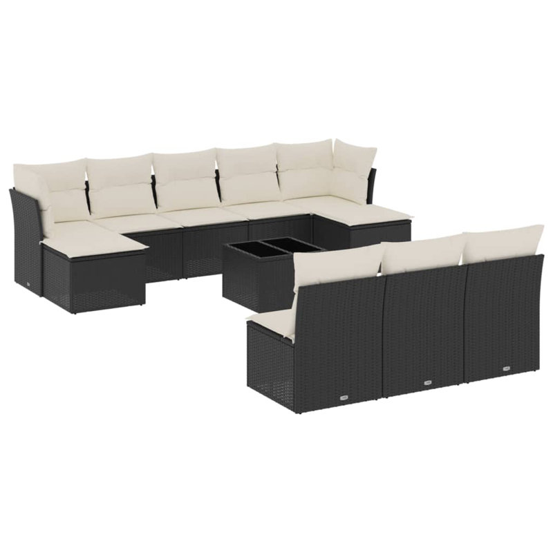 Ensemble de canapé de jardin Vidaxl noir, blanc crème