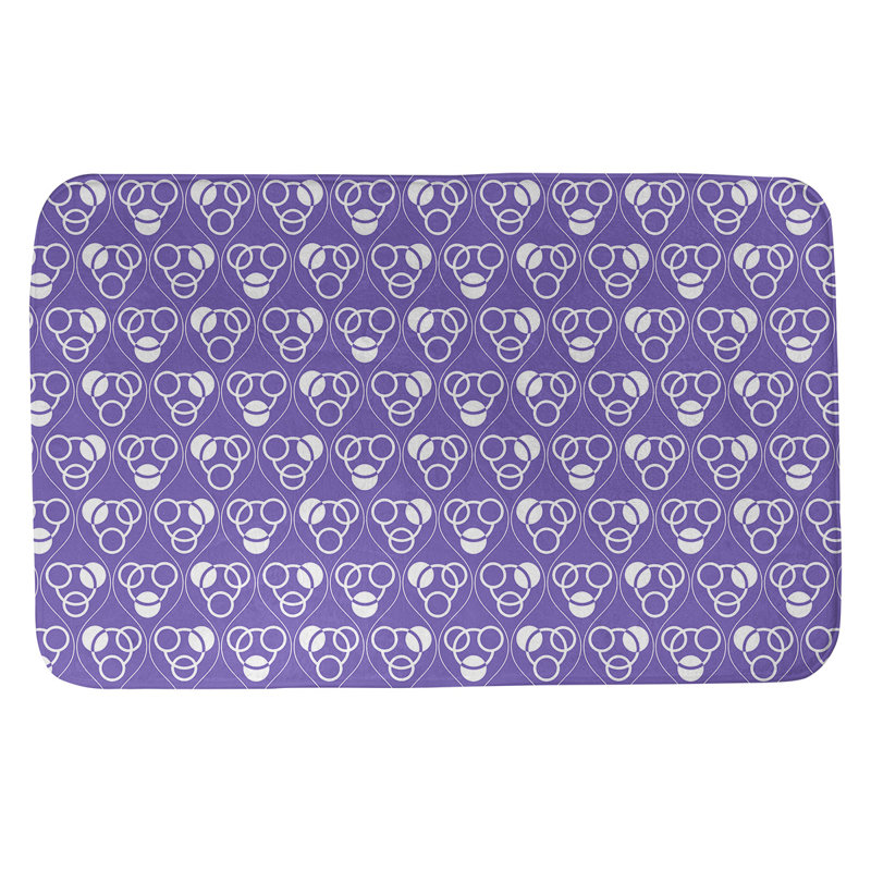 Tapis de bain géométrique rectangulaire antidérapant Circles Waves, l 17 po x L 24 po, Mauve/blanc
