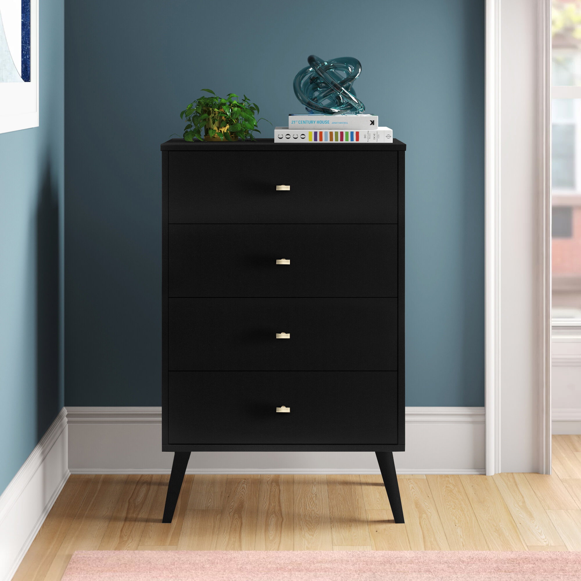 Black mid deals century dresser