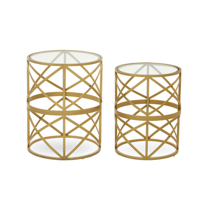 Amazigh Glass Top Frame Side Table Set