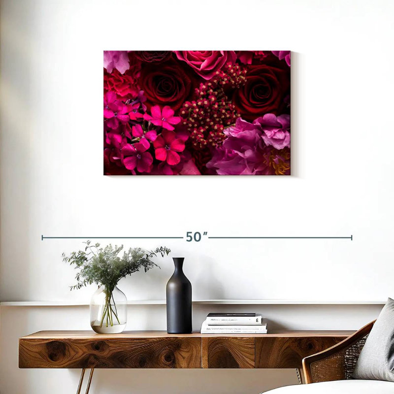Harnek - fleurs rouges et roses, H 20 po x l 30 po