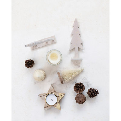 Candle Garden Kit With Bottle Brush Trees, Tealights, Pinecones And Wood Figures
