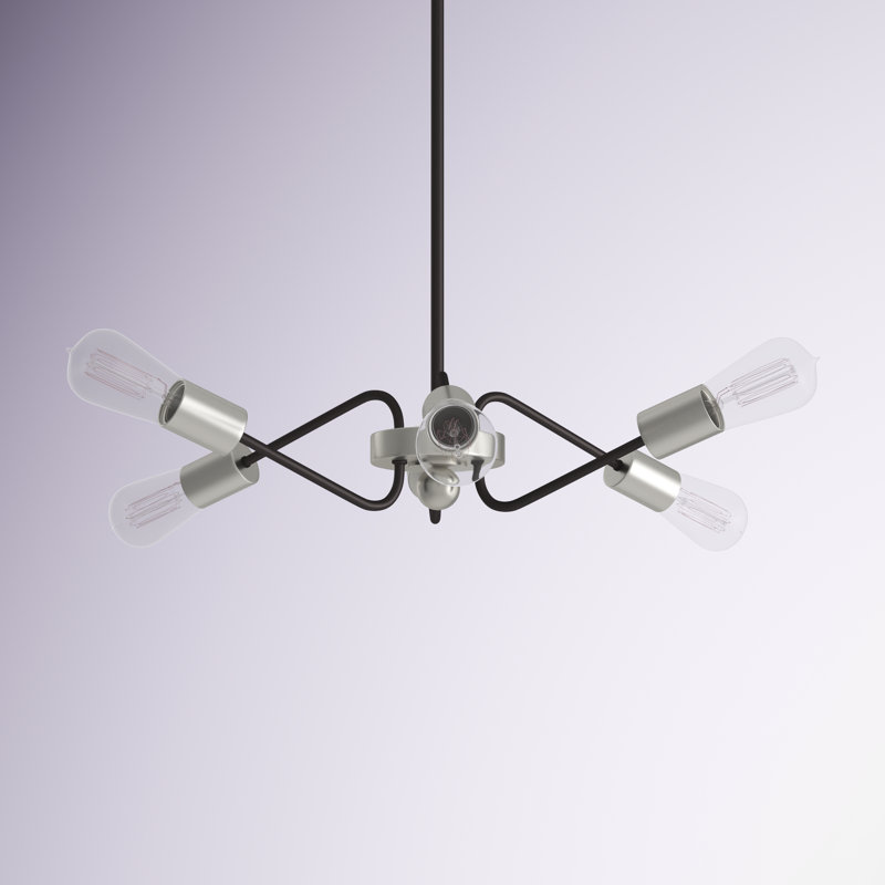 Lustre linéaire moderne 6 lumières Spoutnik, Noir terre