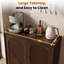 Buffet avec rangement, armoire de rangement arquée cannelée avec tablette réglable, bar à café modulaire en bois, console moderne pour le salon, la cuisine, le vestibule et la salle à manger, brun-197234472