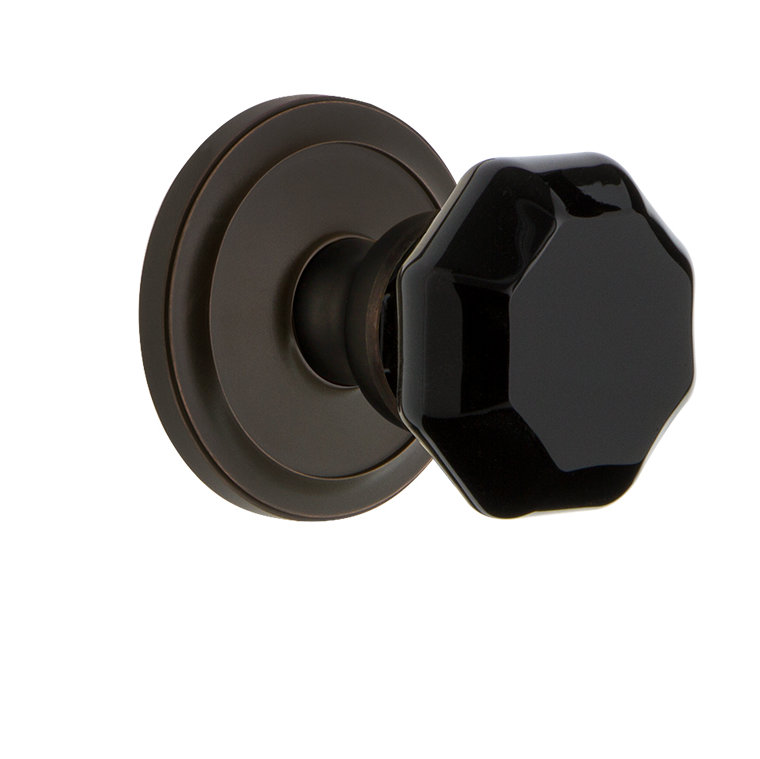Rosette grandeur circulaire avec bouton de porte Lyon, 2-3/4", Bronze intemporel