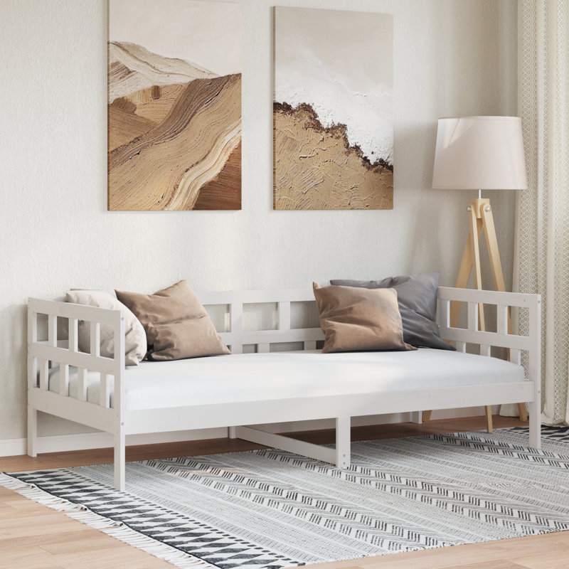 Lit de jour vidaXL Bois de pin massif, Blanc, 31,5 x 78,74 po