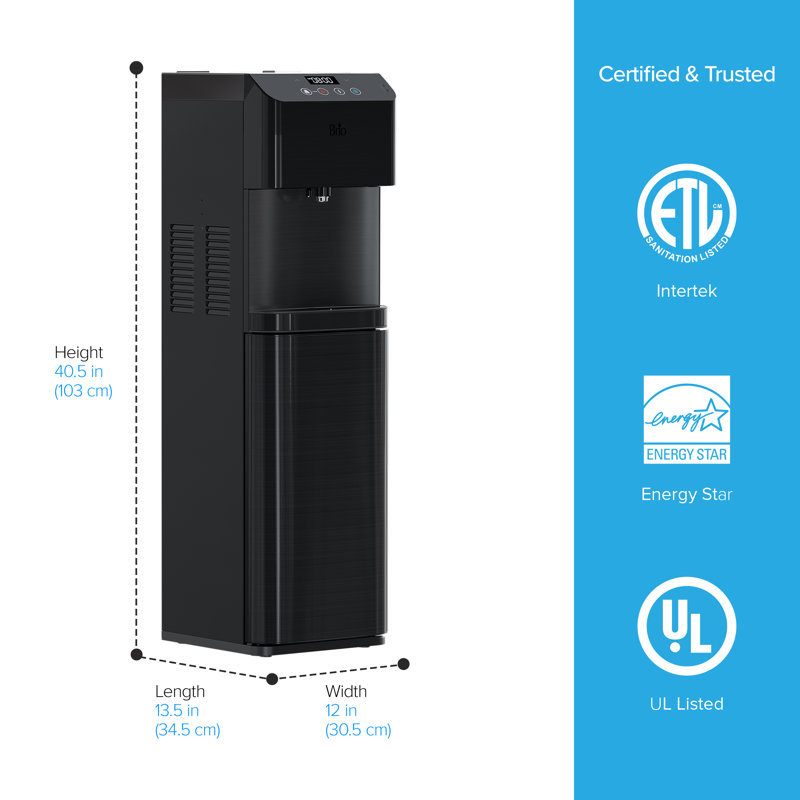 Brio Stainless Steel Free Standing Bottleless Electric Water Cooler Water Dispenser with Hot and Cold Hot, Cold, and Room Cold and Room Temperature Options