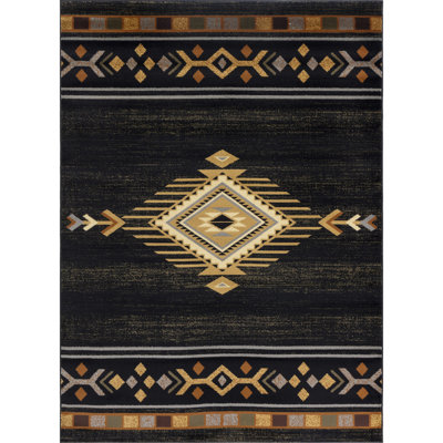 Tribes GC_YLS4001 Black 2 Ft. X 3 Ft. Southwest Area Rug
