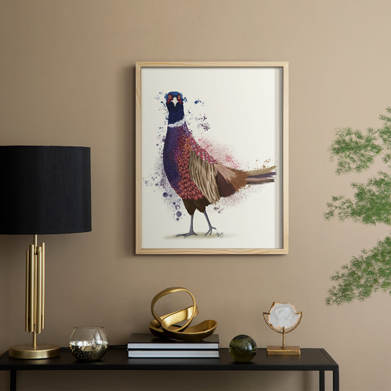 Pheasant Splash 6, reproduction encadrée - bois massif, H 21 po x l 17 po