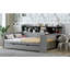 Lit de jour double en bois gris avec lit gigogne, bureau d'étude et tablettes de rangement, lit simple en bois de qualité supérieure-1608732598
