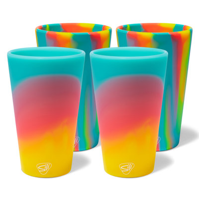 Silipint: Verres à pinte en silicone: Paquet de 4 - 2 Aurora et 2 Sugar Rush - Tasses incassables