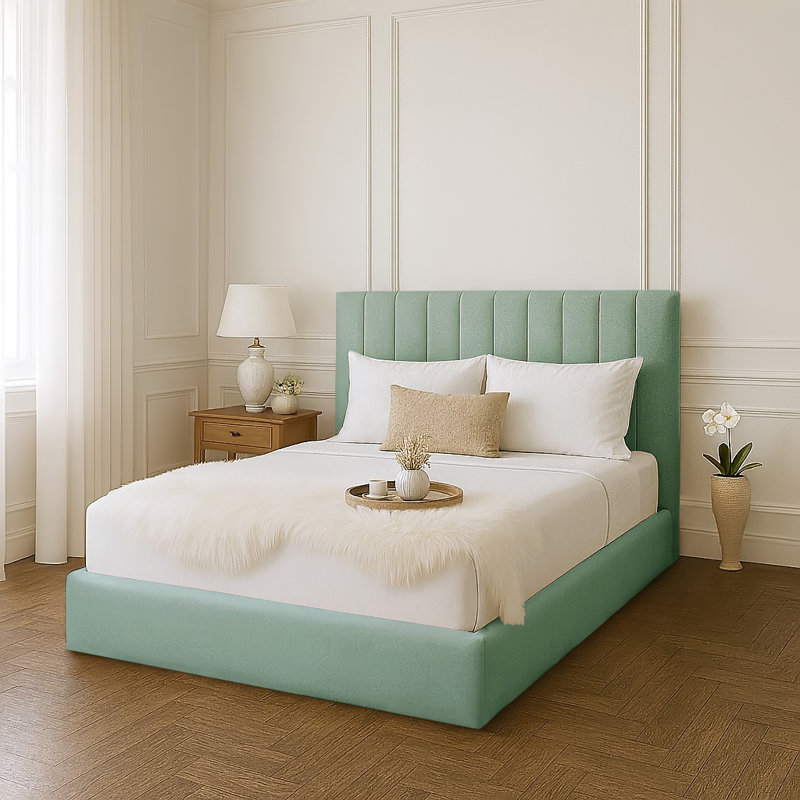 Mahida Upholstered Storage Bed, Duck Egg, Double (4'6)