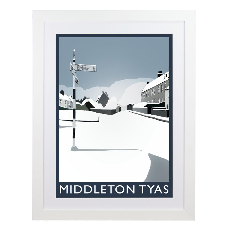 Middleton Tyas in Snow 1 Piece Wall Art, 54 cm H x 44 cm W x 2.2 cm D, White Wood Frame