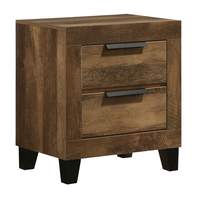 Wyles Rustic Oak 2-Drawer Nightstand