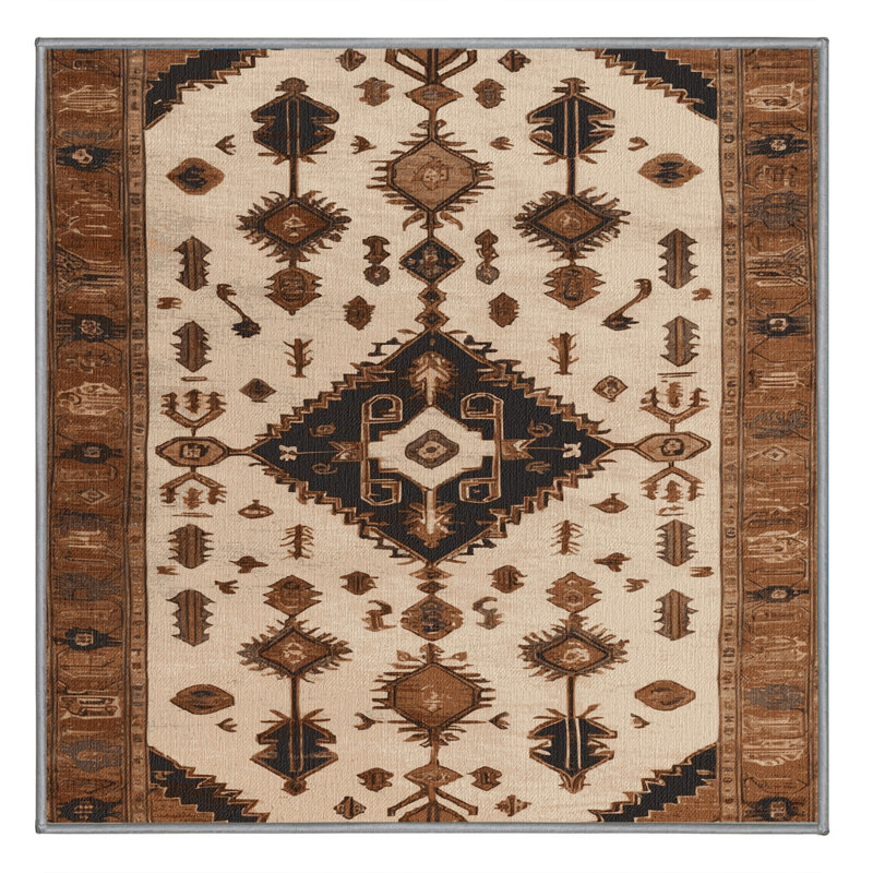 Machine Washable Persian Brown Area Rug, Square 8'