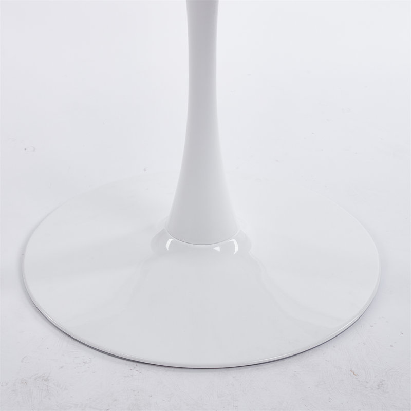 Table de salle à manger de style tulipe de 42,1 po de couleur blanche avec plateau rond en MDF pour 4-6 personnes (table incluse seulement)