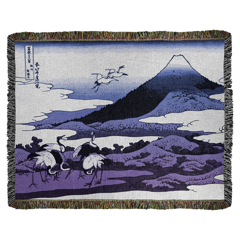 Jeté en coton pour grues japonaises lourdes, Bleu/mauve