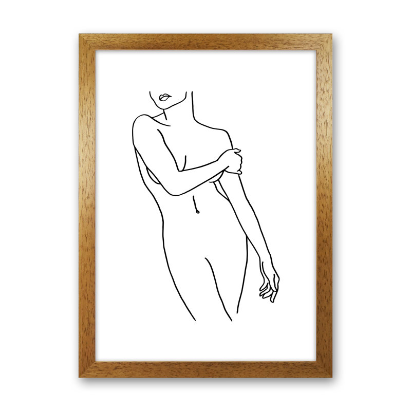 Female Front Pose - Print, Oak Frame, 88cm H x 64cm W x 3cm D