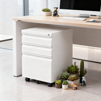 3-Drawer Mobile File Cabinet with Lock, Fully Assembled Rolling Storage for Letter/Legal/A4 Files by Inbox Zero