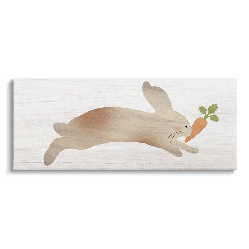 "Au-655", motif de lapin et grain de carotte sur toile par Lil 'Rue, impression, H 17 po x l 40 po x P 1,5 po