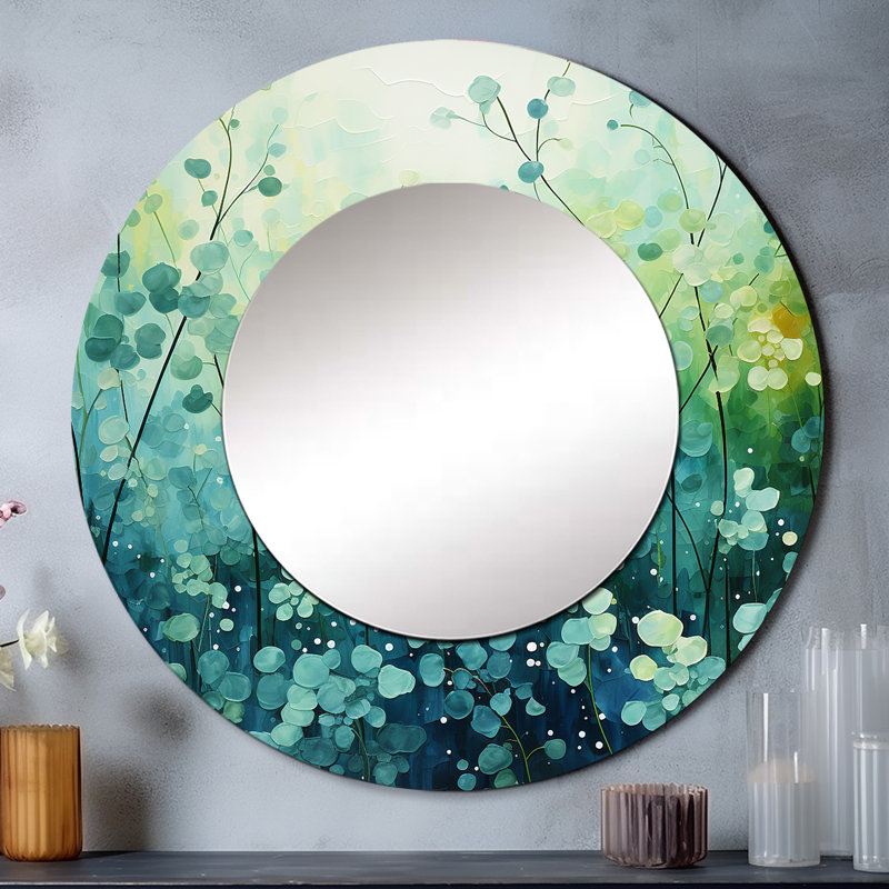 Miroir mural Misty Meadow I - paysages uniques, 23 po x 23 po, Rond