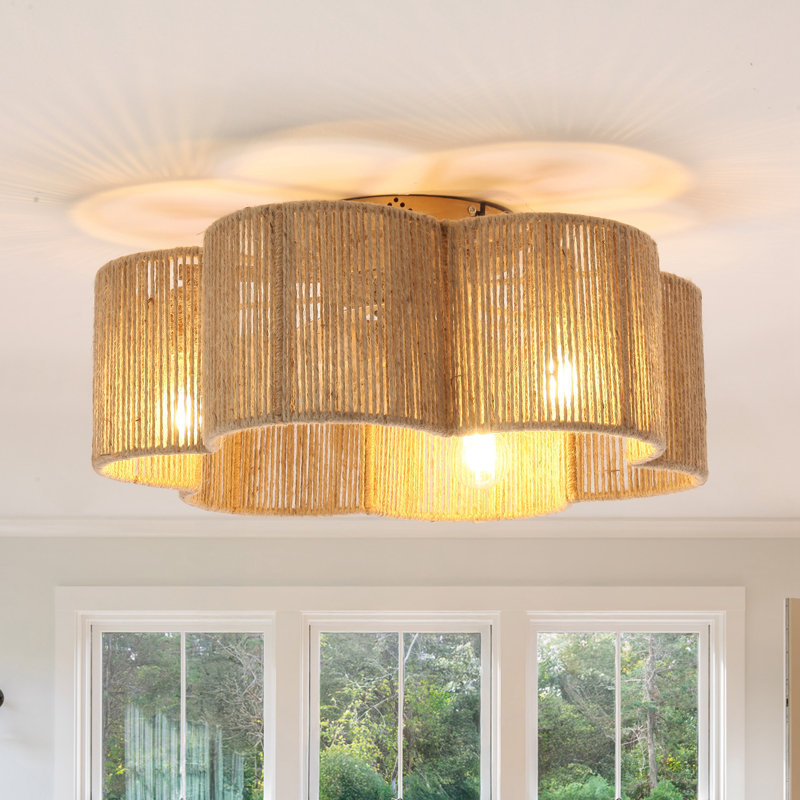 20.9" Boho Caged Ceiling Fan With Light Kit And Remote Control