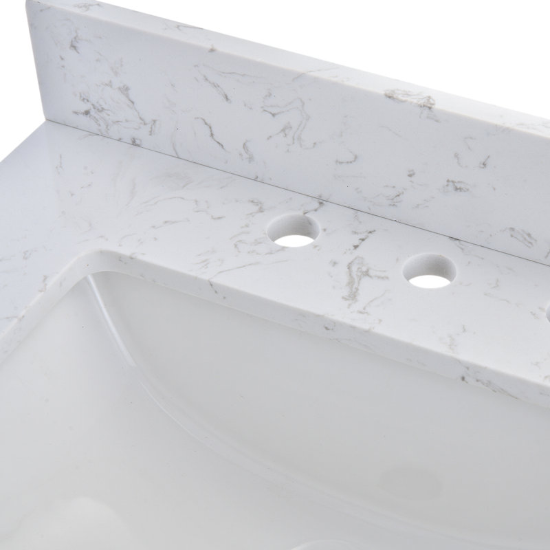 36" Single Bathroom Vanity Top in White with Sink