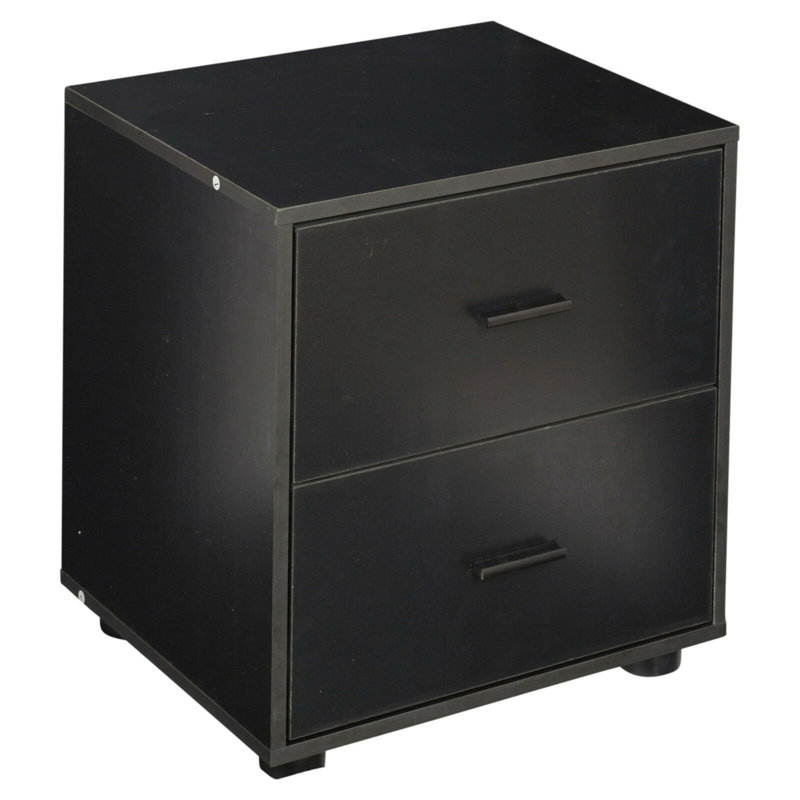 Laster 101.6cm W Solid + Manufactured Wood Bedside Table, Black