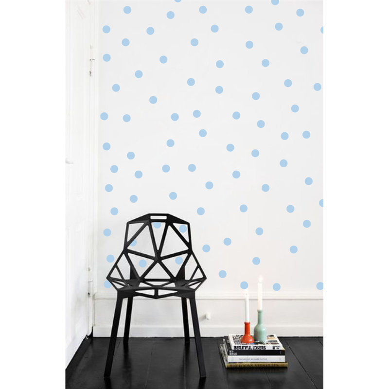 Adhésif décoratif à pois, H 48 po x l 78 po x P 0,01 po, Bleu poudré