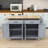 Dashane Kitchen Island Cart with Solid Wood Top, Adjustable Shelves and Cabinet-26266978