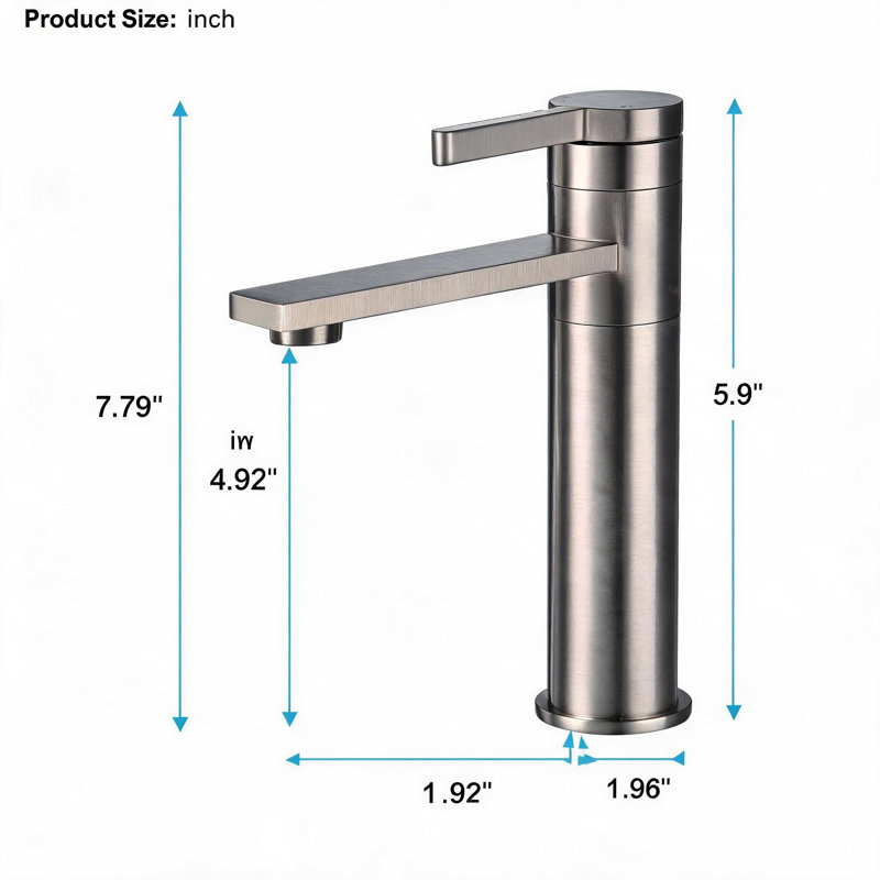 Robinet de meuble-lavabo de salle de bain monocorps en acier inoxydable à une poignée