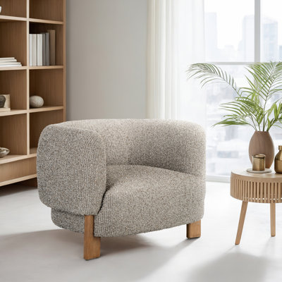 Chaise d'appoint à dossier rond et cadre en bois gris - Transformez votre espace de vie - 39 po x 35 po x 28 po