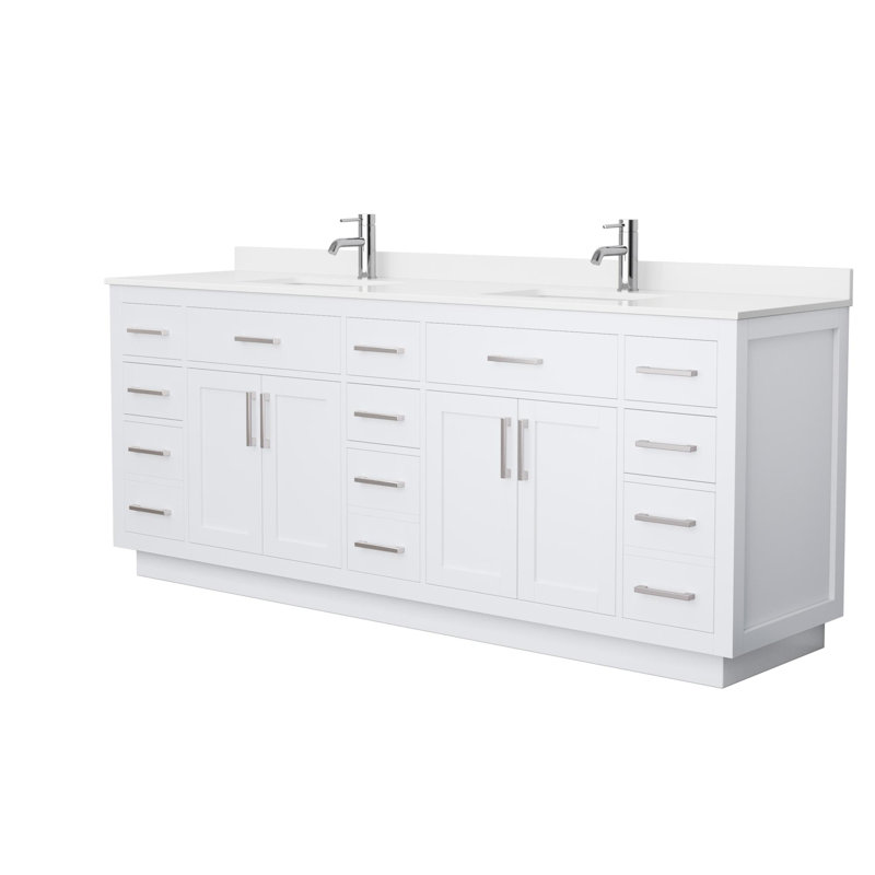 Beckett TK 84'' W Vanity, Brushed Nickel, Single, White Quartz