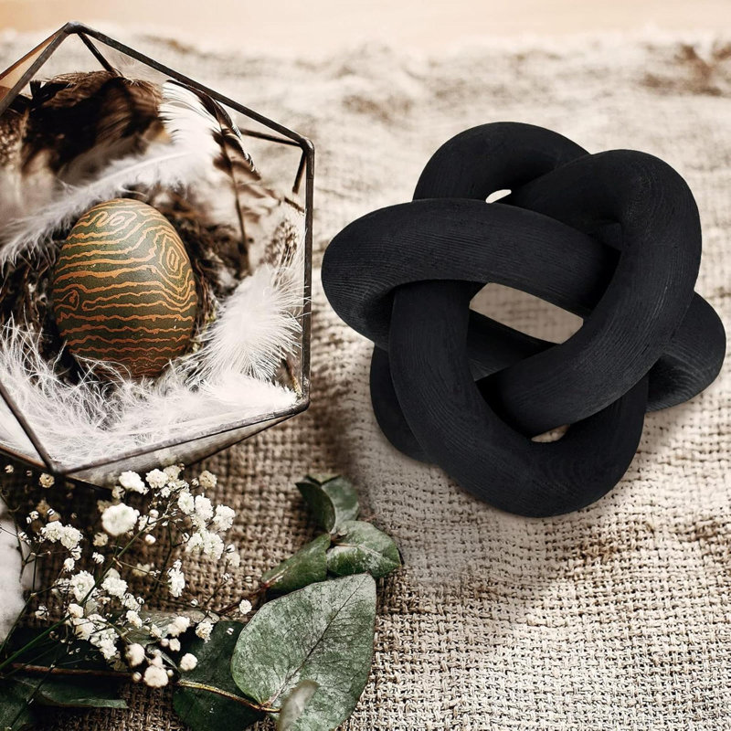 Wood Chain Link Decor 3 Link Wood Knot Decor Hand Carved Coffee Table Decor Modern Shelf Decor Boho Chain Decor Rustic Decorative Objects For Home Living Room Bedroom Decoration