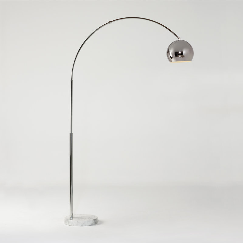 Adjustable Chrome Arc Floor Lamp with Marble Base