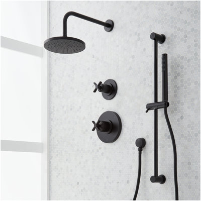 Vassor Pressure Balance Shower System with Slide Bar and Hand Shower - Matte Black