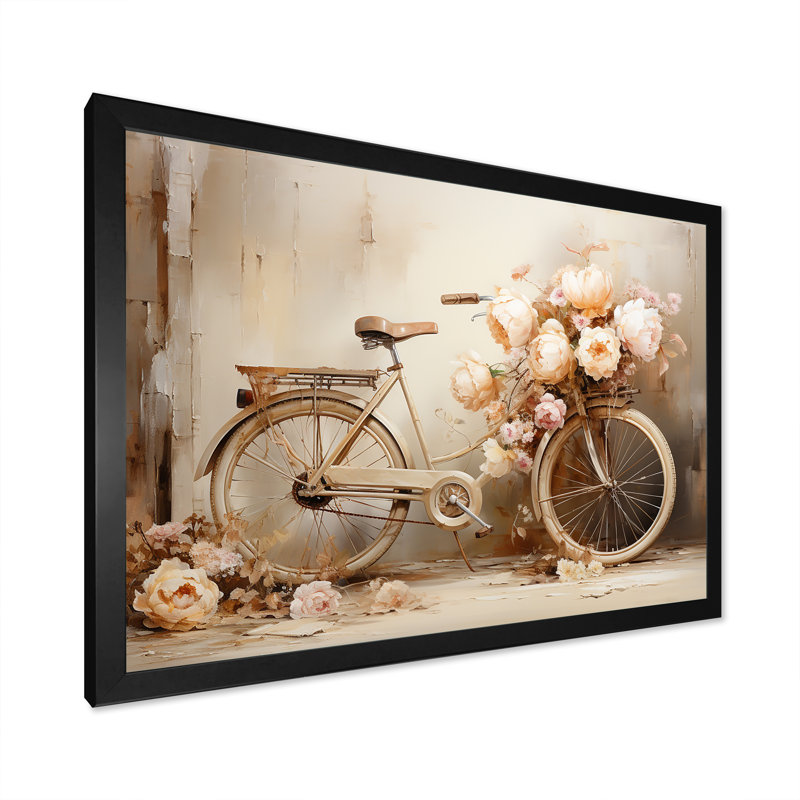 Vélo, pédale de perle - art mural encadré, Cadre simple noir, H 30 po x l 40 po x P 1,5 po