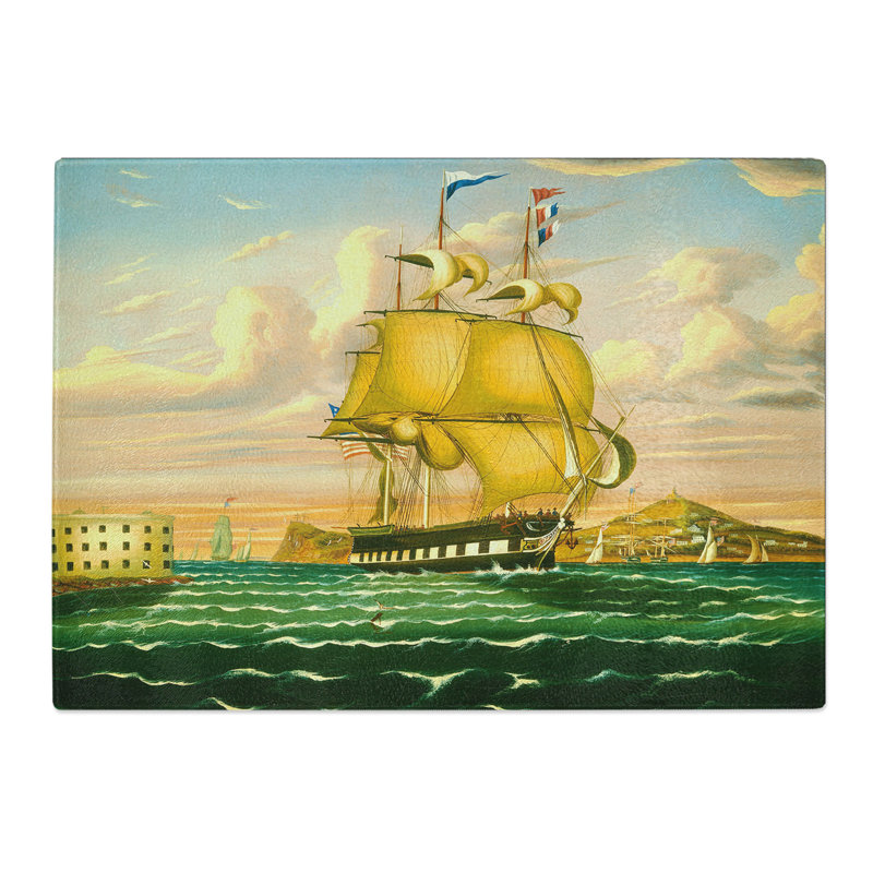 Ship Passing Castle Williams by Thomas Chambers Chopping Board, 0.4cm H x 28.5cm W x 39cm L