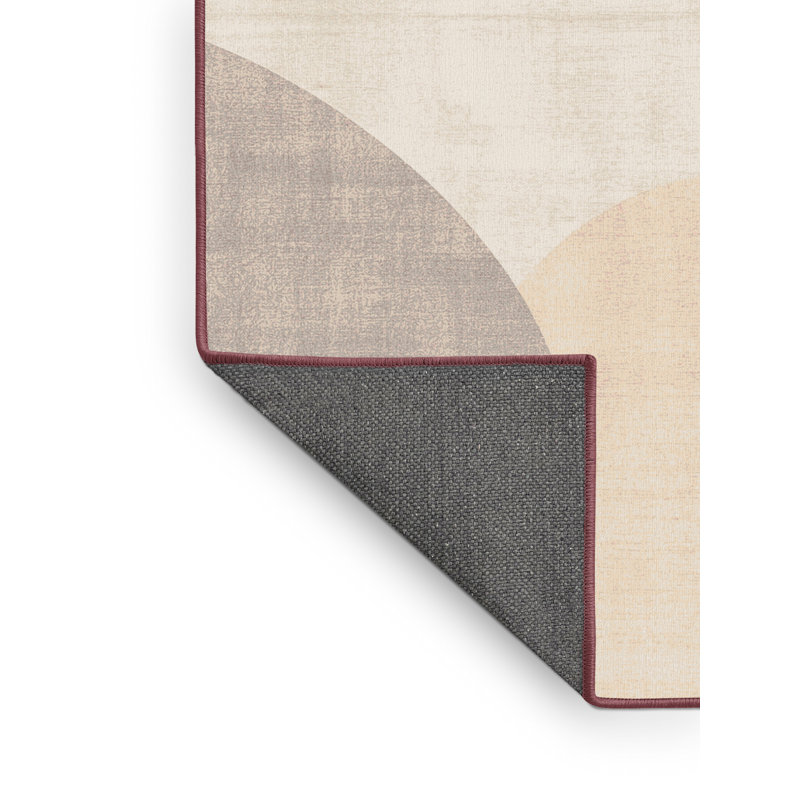 Soft Plush Fergus Easter Modern & Contemporary Abstract Area Rug in Beige – Rose Binding, 2x4