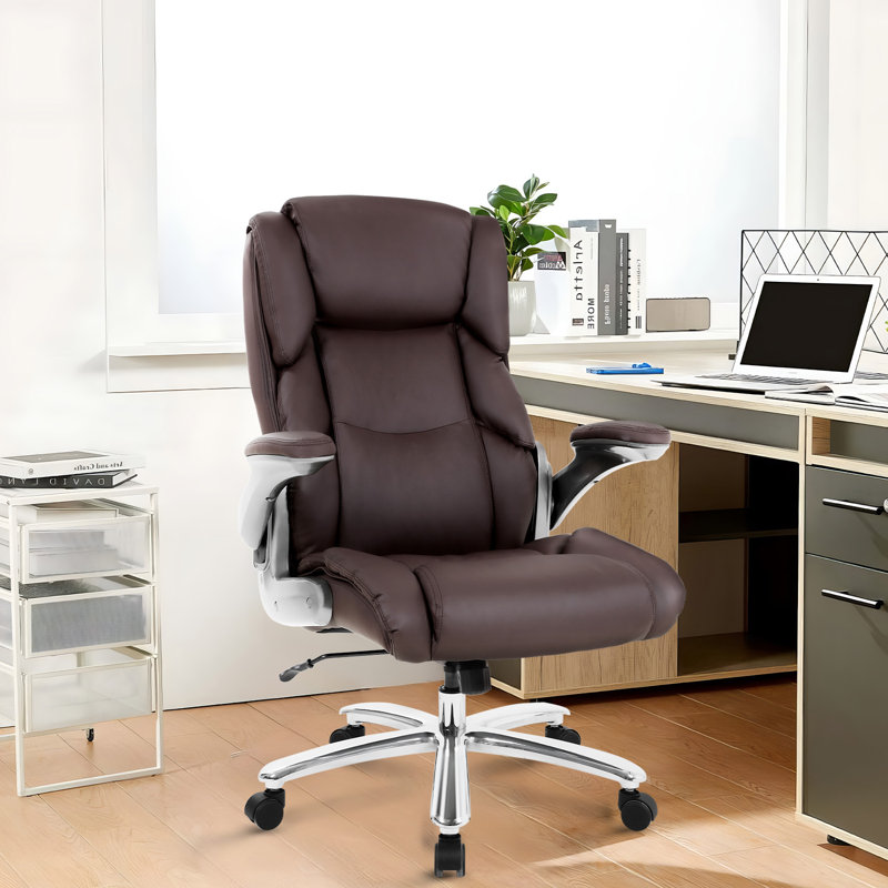 Office Chair Computer Desk Chair Big And Tall Office Chair 402Lbs Heavy Duty Mesh Ergonomic Computer Chair With Armrest Rolling Swivel Computer Pu Leather Chair For Heavy People, White