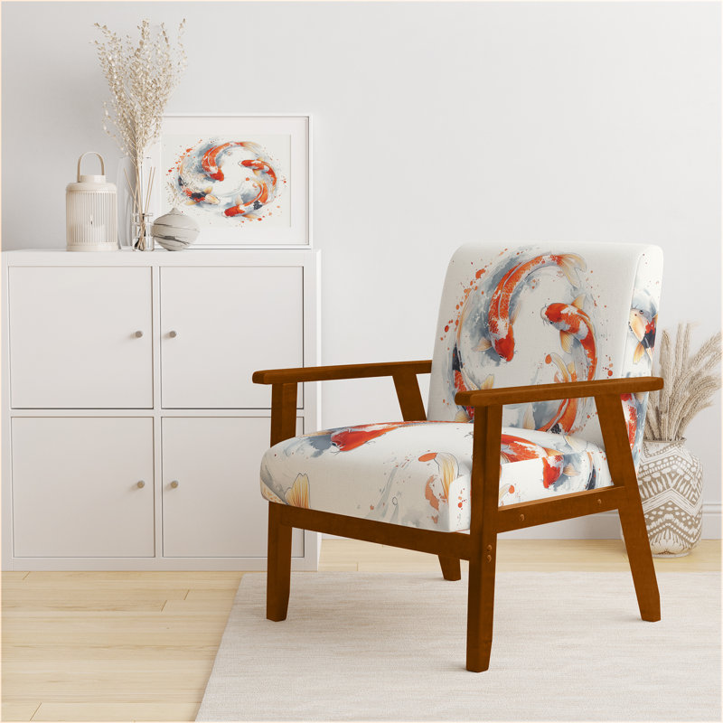 Chaise rembourrée Kois Fish - Fauteuil Koi Fish in Calm, Brown Square Arms