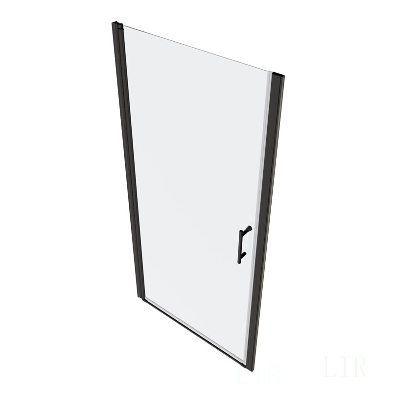 1 3/8" Adjustment,Universal Pivot Shower Door, Open Outside, With 1/4" Tempered Glass Finish 3272, Shower Door, Black