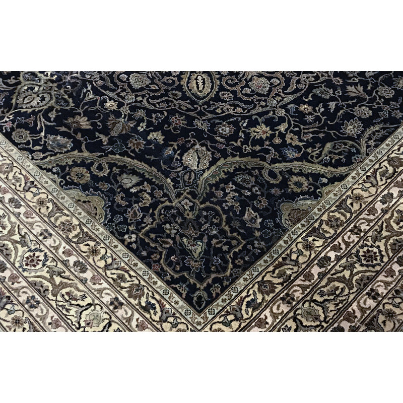 Hand-Knotted High-Quality Black and Gold Area Rug